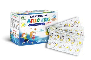 Khẩu Trang Y Tế Hello Kids ( Hoạ Tiết Khỉ ăn chuối - 50 cái/hộp )